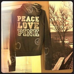 Rare VS Pink Full Zip Bling Hoodie